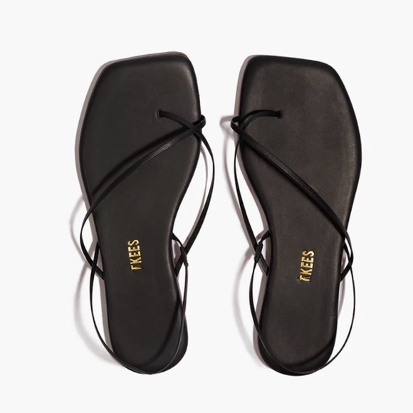 TKEES Shoes - TKEES Black Minimal Strap Square-Toe Sandals